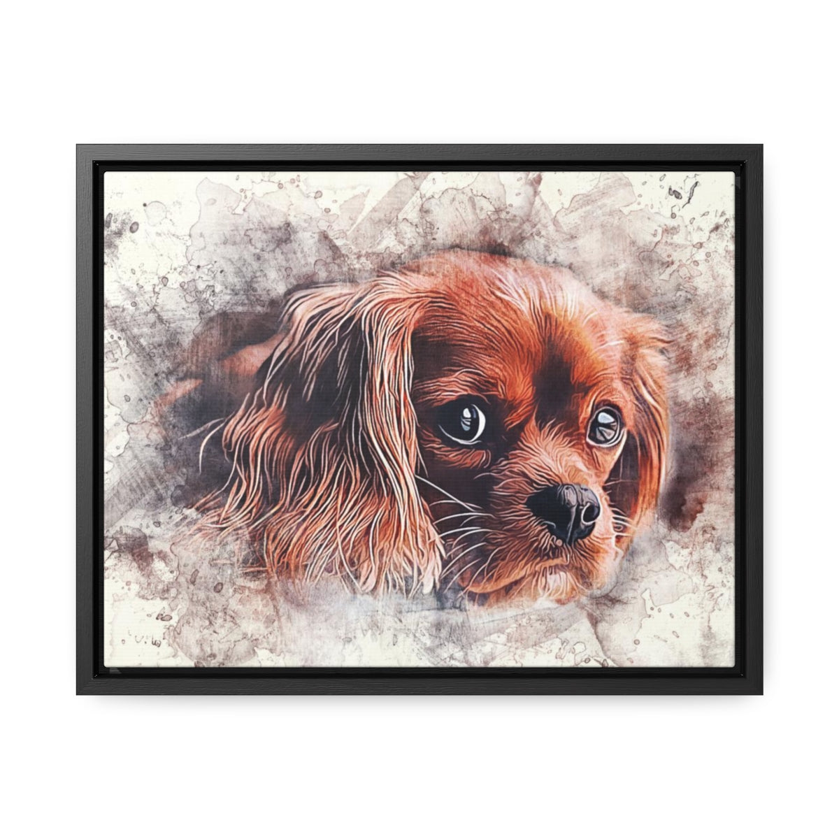 Pet Pics Watercolor - Horizontal Framed Canvas