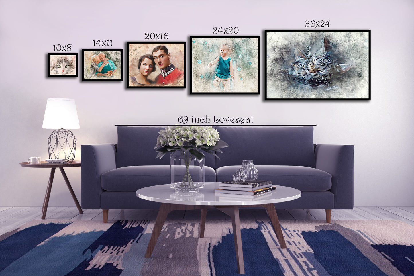 People Pics Watercolor - Horizontal Framed Canvas