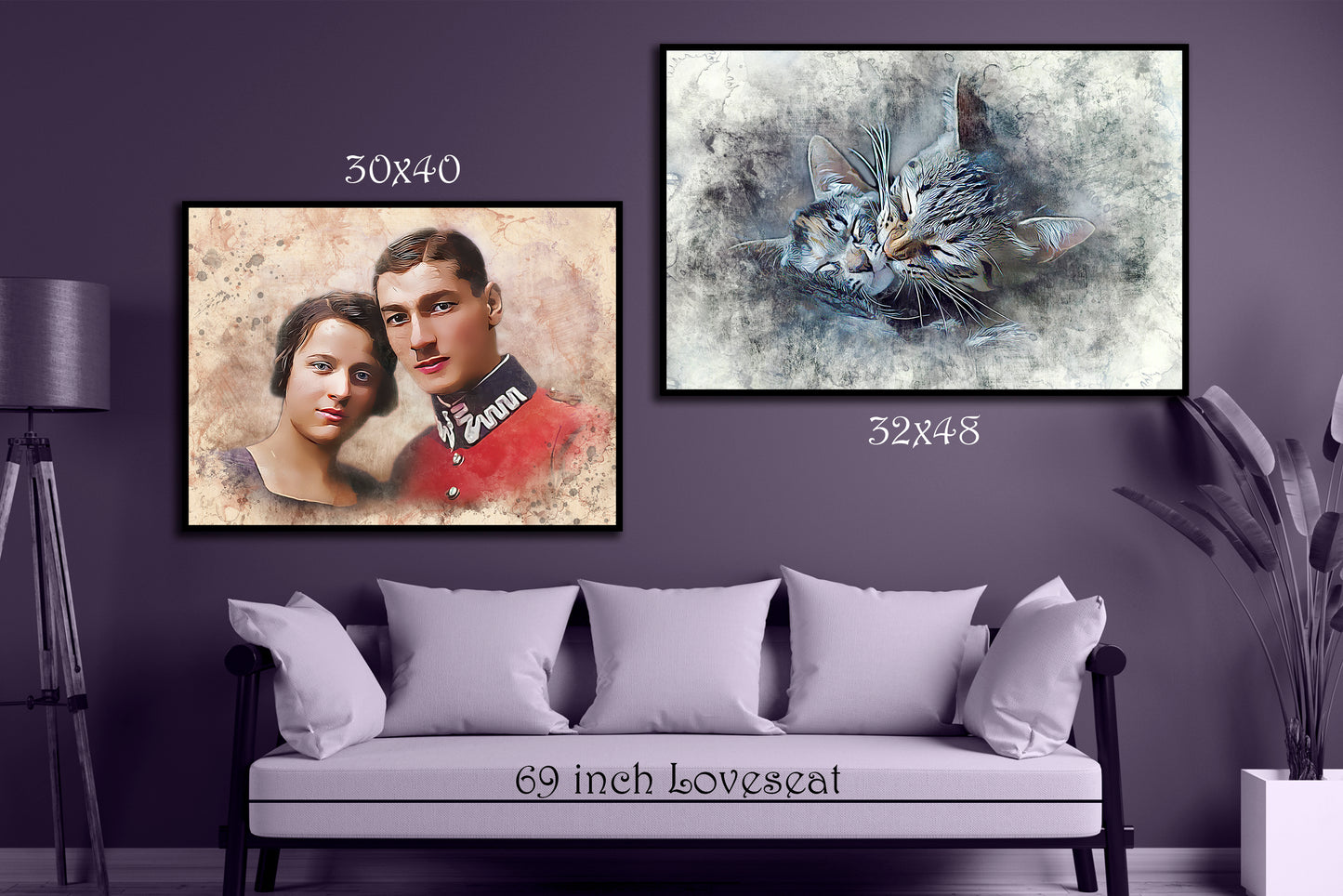 People Pics Watercolor - Horizontal Framed Canvas
