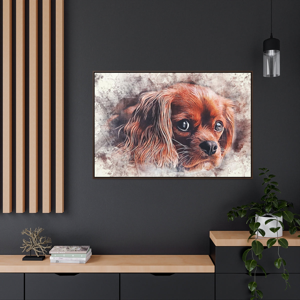 Pet Pics Watercolor - Horizontal Framed Canvas