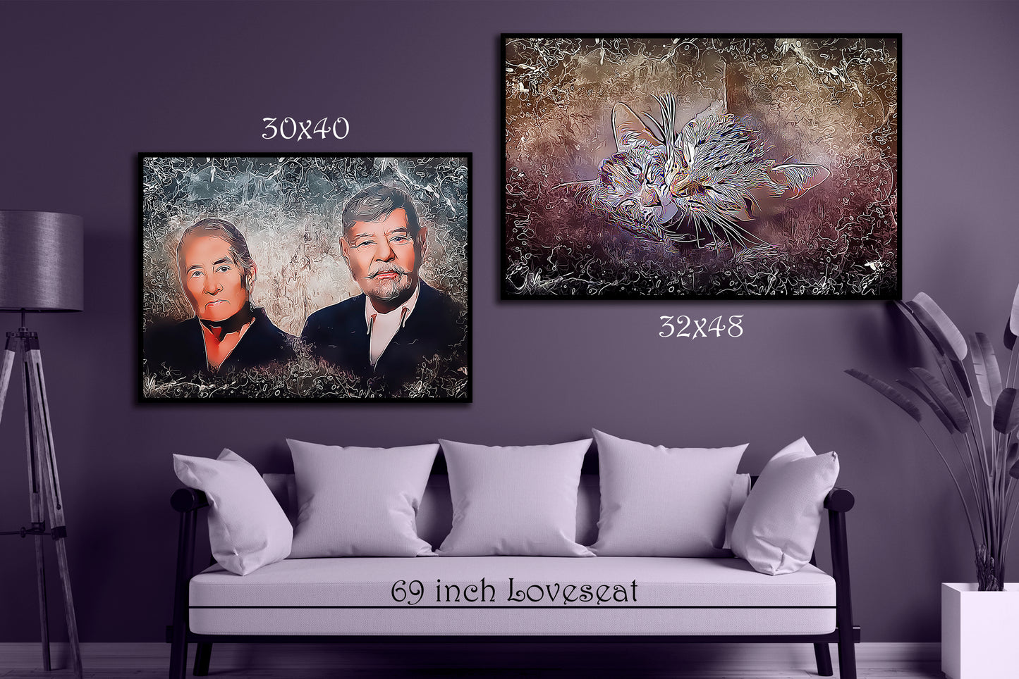 Restored Pics - Whimsical Abstract - Horizontal Framed Canvas