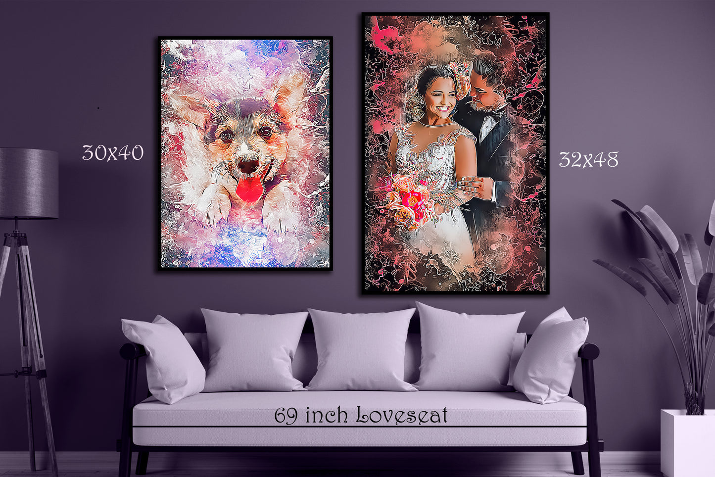 Pet Pics - Whimsical Abstract- Vertical Framed Canvas