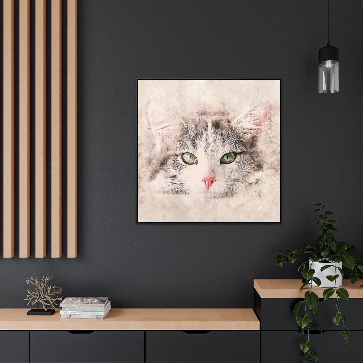 Pet Pics Watercolor - Square Framed Canvas